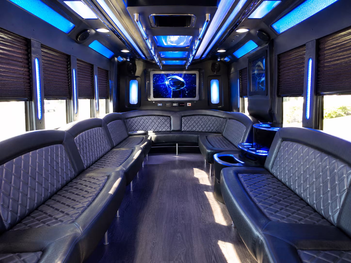 fort myers 28 passenger party bus inside